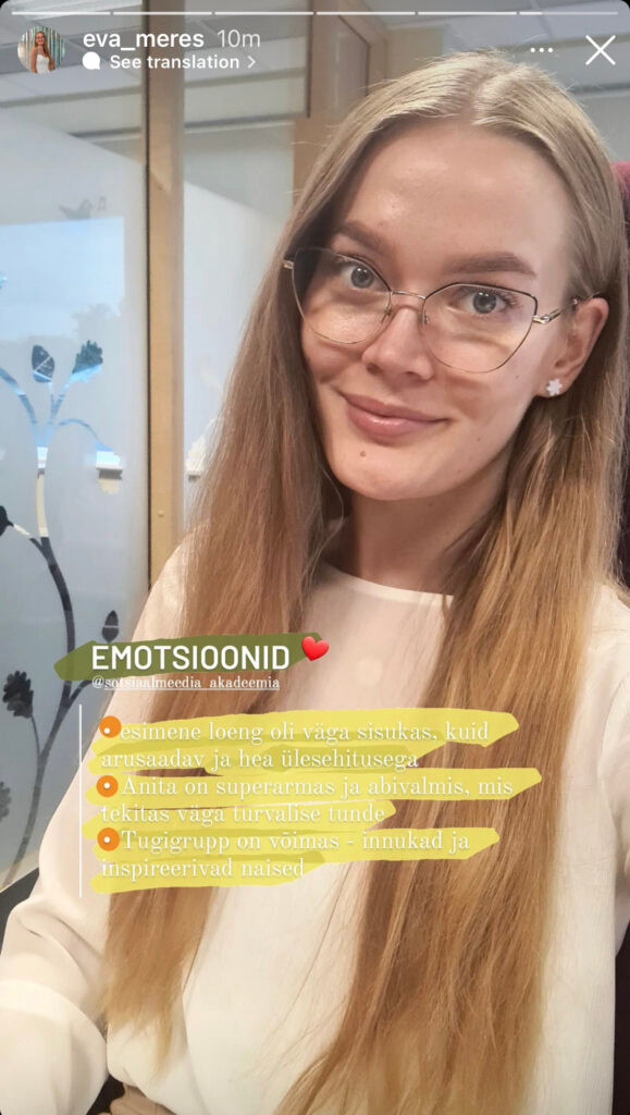 Õpilase tagasiside Instagrami storys